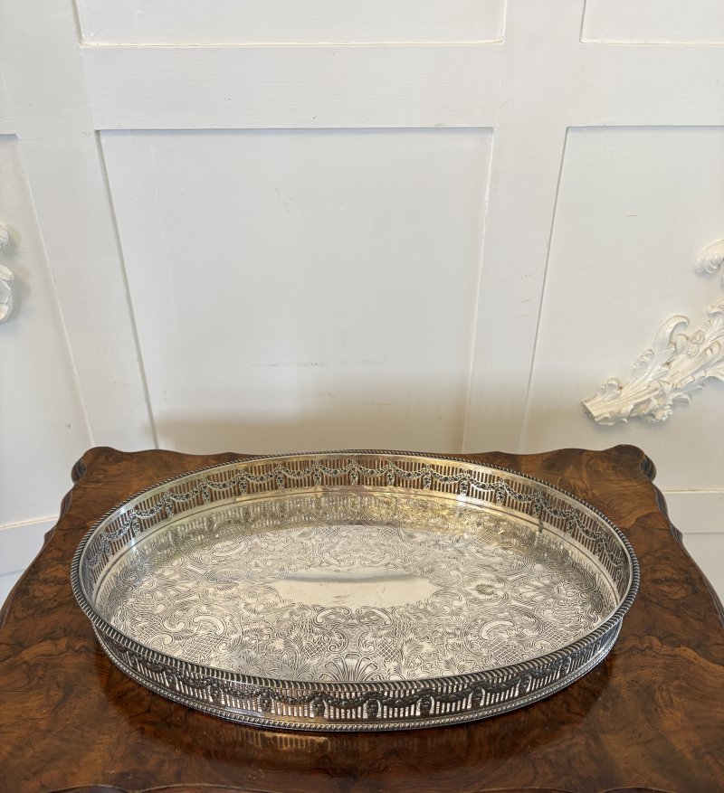 Outstanding Quality Small Antique Edwardian Silver Plated Tea Tray - Image 5